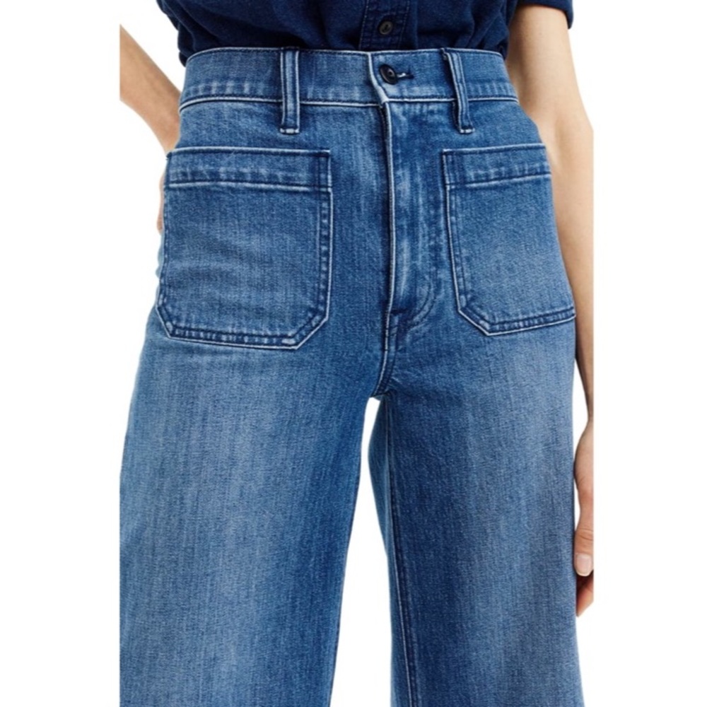 J. Crew Wide-Leg Crop Jeans in Medium Blue Denim - Picture 3 of 12